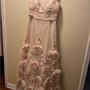 Jovani Cream Textured Fabric Dress